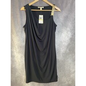 Michael Kors Navy Black Gold Strap Sleeveless Ruched Cocktail Dress Sz M